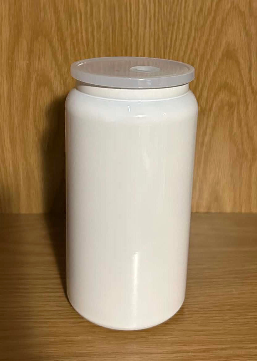 16oz White Stainless Steel Tumbler with Matching Lid & Straw