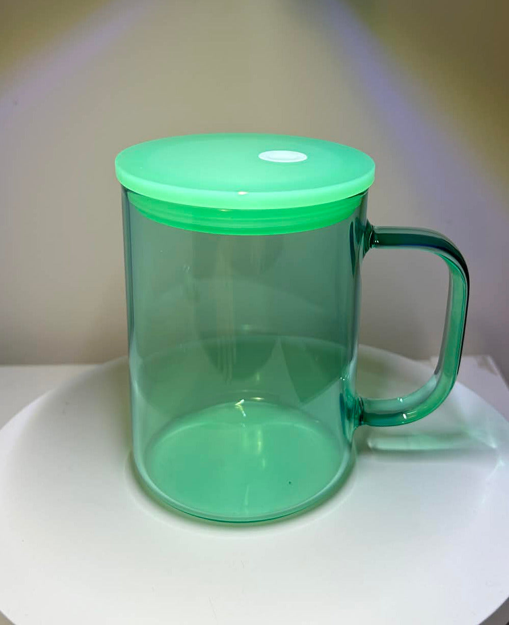 17oz Jelly Mint Green Colored Glass Mugs