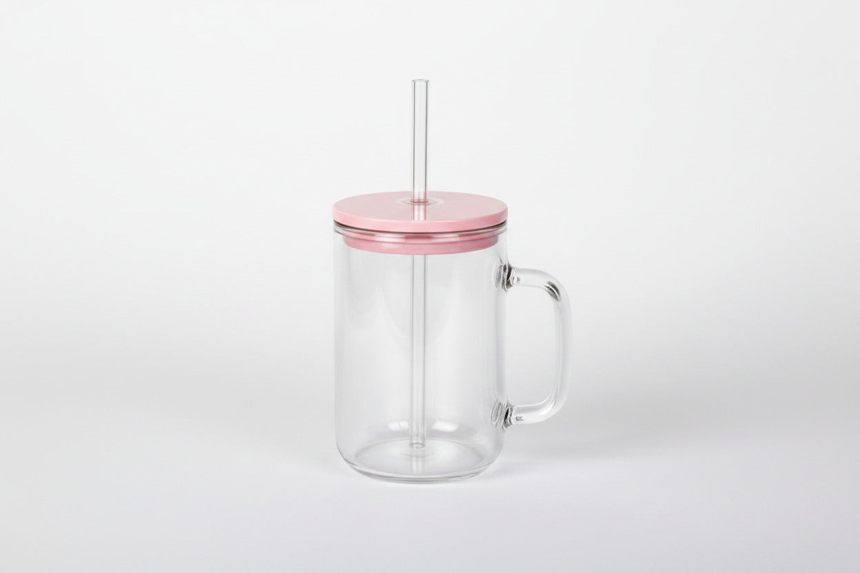 Snow Globe Style Mug 17oz – Pink Lid & Clear Straw
