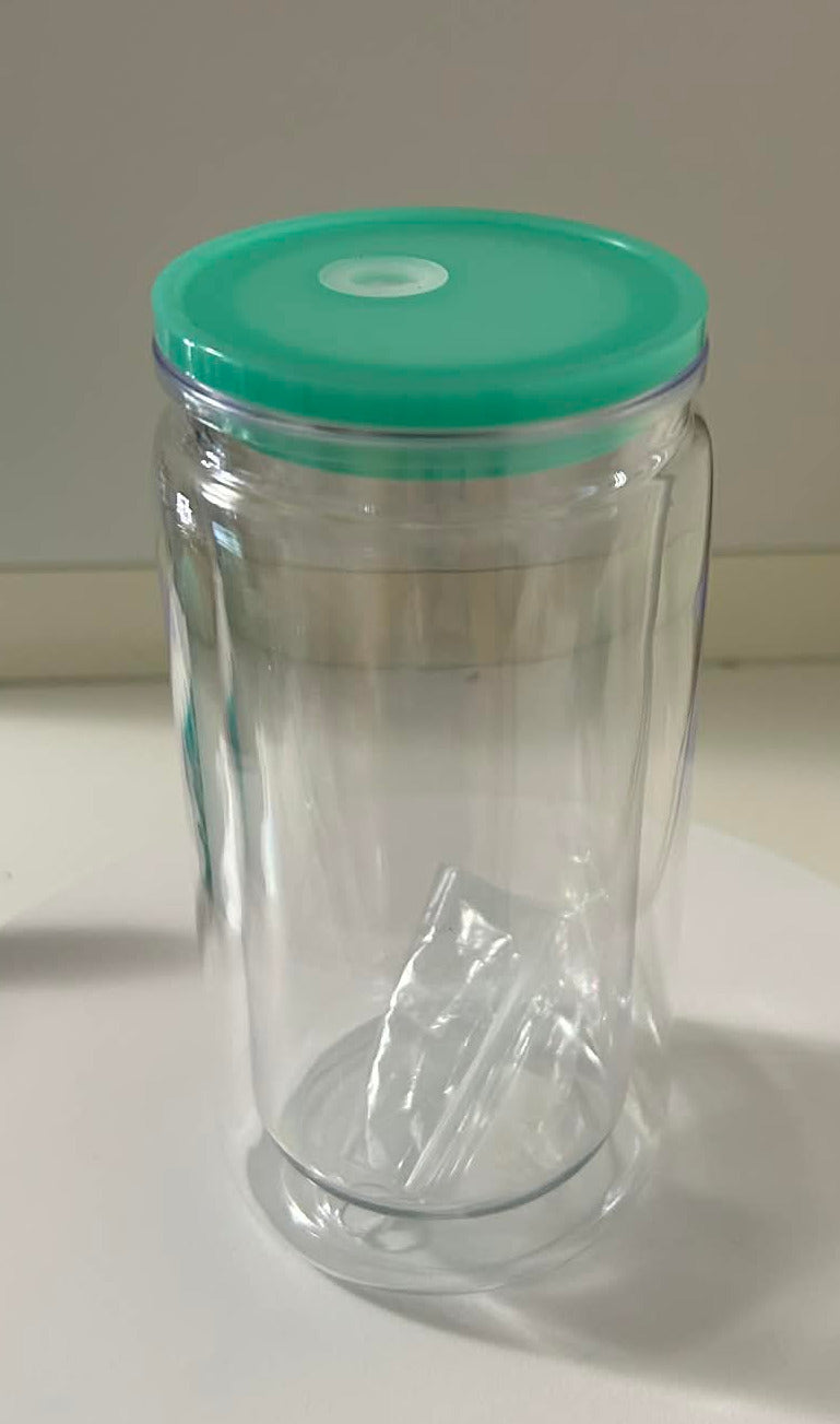 16oz(473mil) Caned Shape Acrylic Snow Globe With Mint Color Lid