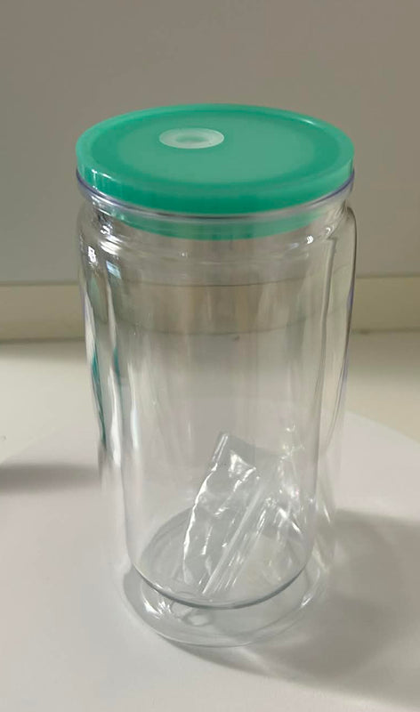 16oz(473mil) Caned Shape Acrylic Snow Globe With Mint Color Lid
