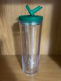 24oz Dark Green Acrylic snow globe style Drink Bottle