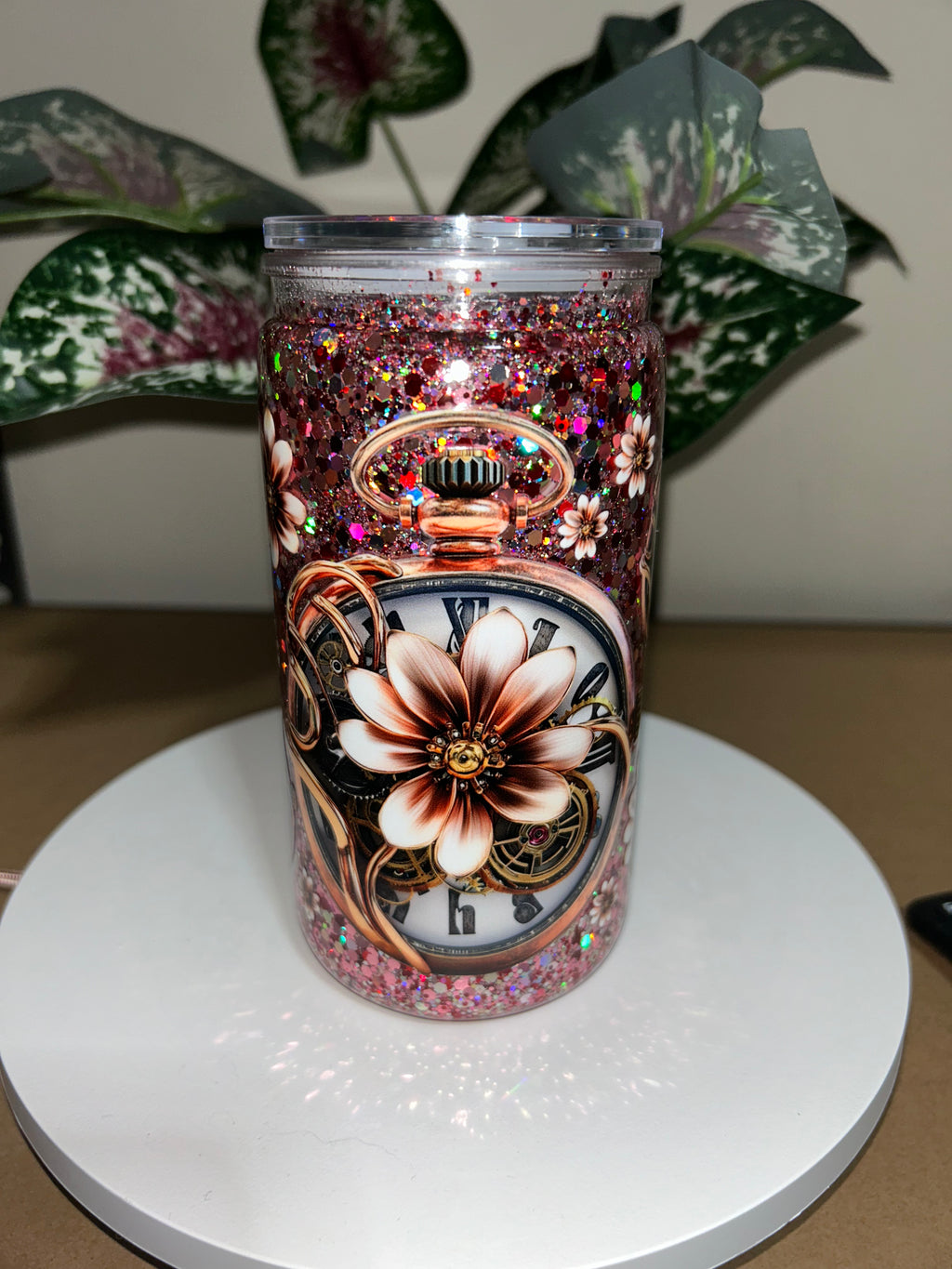16oz pre-made suspended snow globe.