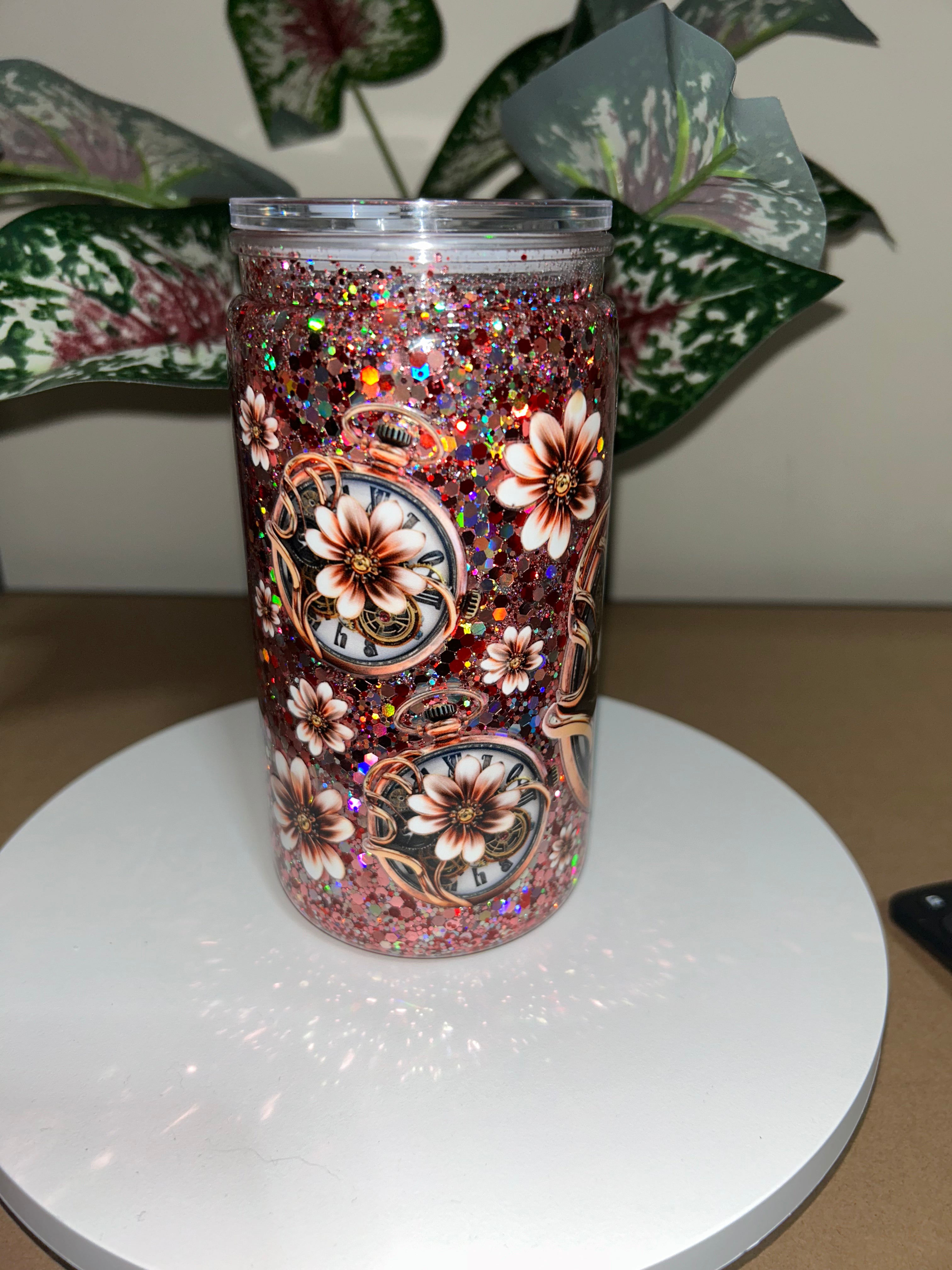 16oz pre-made suspended snow globe.