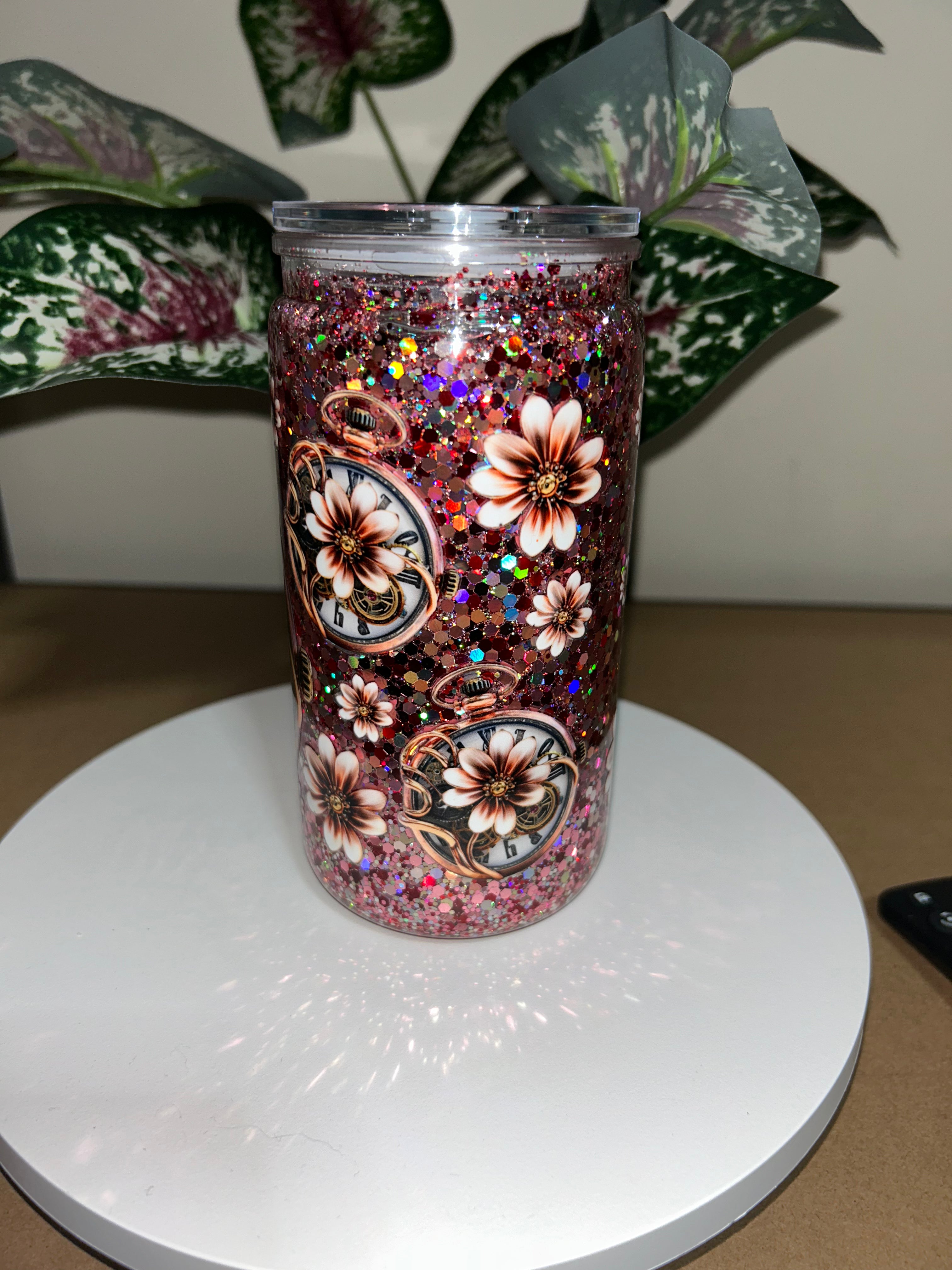 16oz pre-made suspended snow globe.