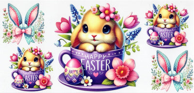 #297 Purple Tea Cup Bunny, Happy Easter 10oz-20oz
