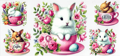 #300 Pink Tea Cup Bunny, Happy Easter 10oz-20oz