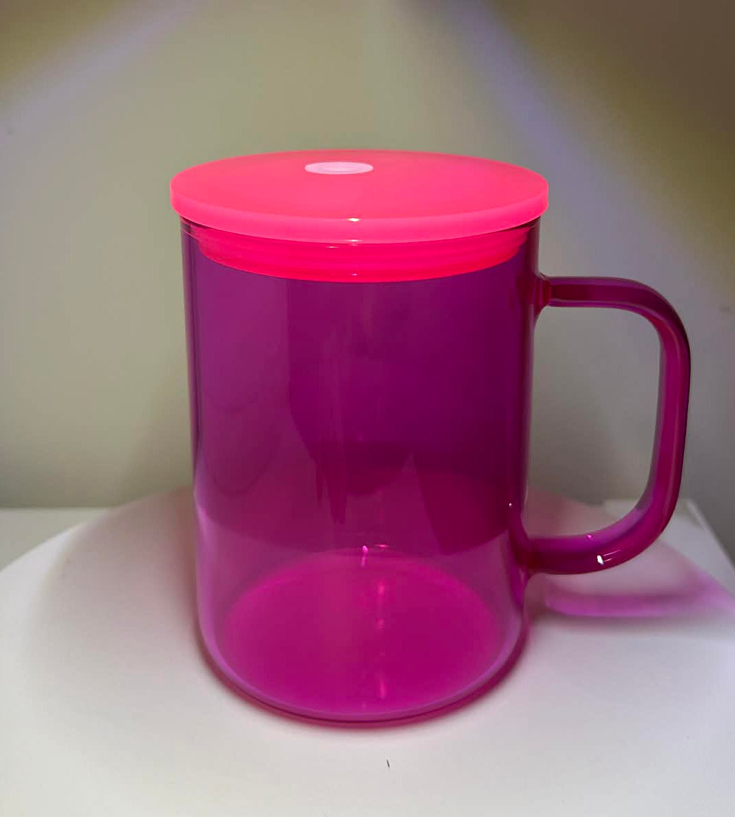 17oz Jelly Barbie Pink Colored Glass Mugs