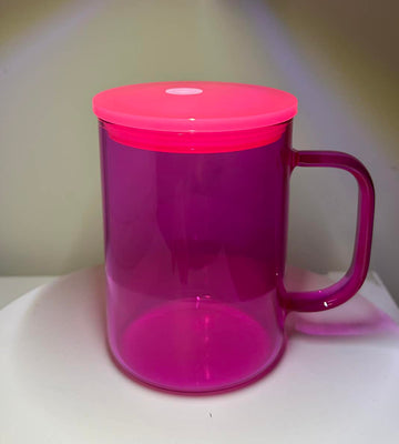 17oz Jelly Barbie Pink Colored Glass Mugs