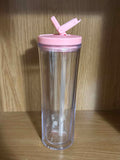 24oz Pink Acrylic snow globe style Drink Bottle