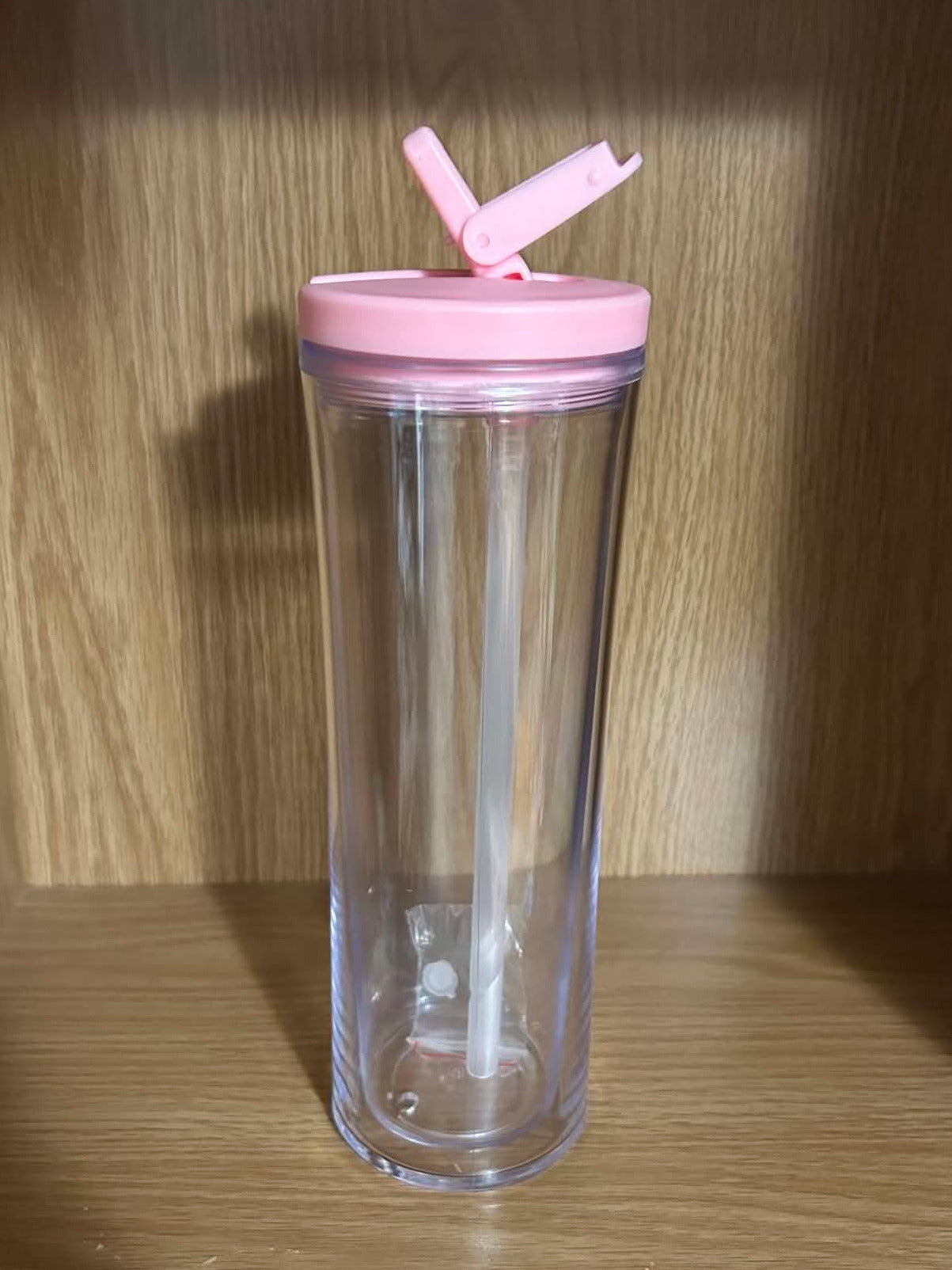 24oz Pink Acrylic snow globe style Drink Bottle