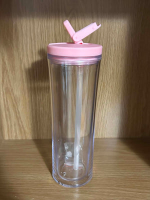 24oz Pink Acrylic snow globe style Drink Bottle