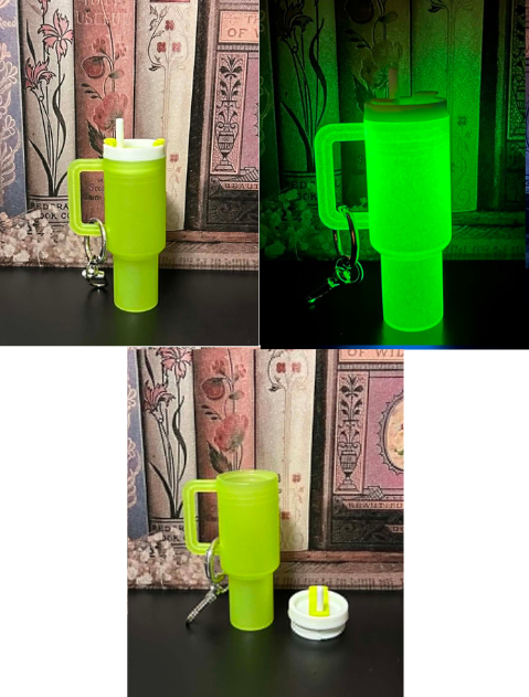 Lime Green Glow in the Dark Tumbler Keychain (Glows Green)