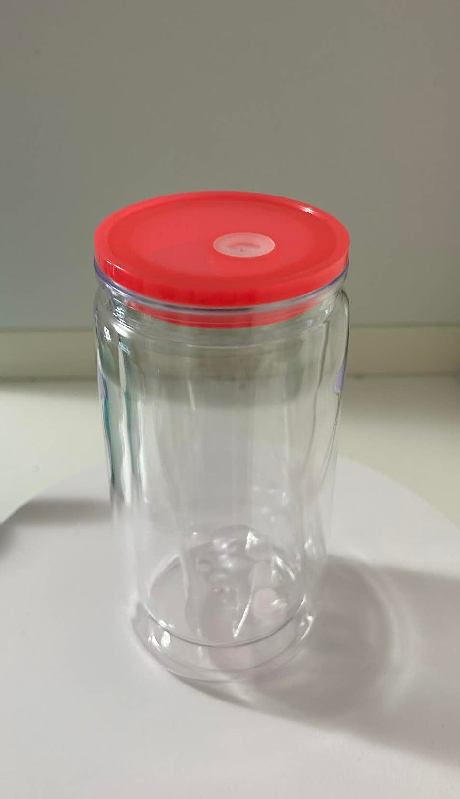 16oz(473mil) Caned Shape Acrylic Snow Globe With Barbie Pink Color Lid