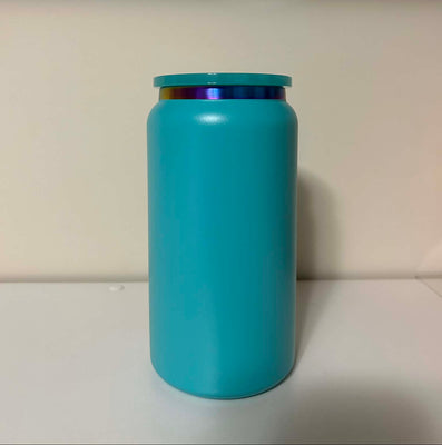 16oz Teal Stainless Steel With Rainbow Plated Rim