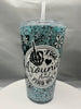 16oz V-Shaped Suspended Glitter Tumbler - F*ck Around and Find Out - Image 1