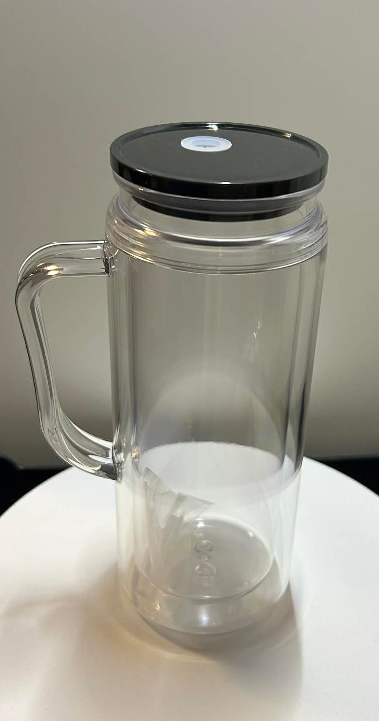 20oz Black Lid Snow Globe Tumbler With Handle