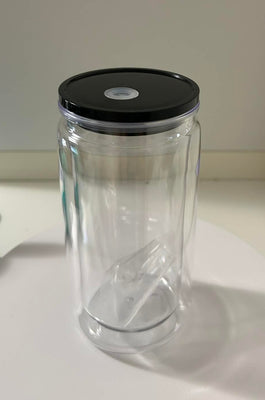 16oz(473mil) Caned Shape Acrylic Snow Globe With Black Color Lid