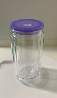 16oz(473mil) Caned Shape Acrylic Snow Globe With Purple Color Lid