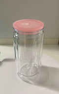 16oz(473mil) Caned Shape Acrylic Snow Globe With Baby Pink Color Lid