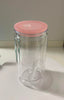 16oz(473mil) Caned Shape Acrylic Snow Globe With Baby Pink Color Lid - Image 1